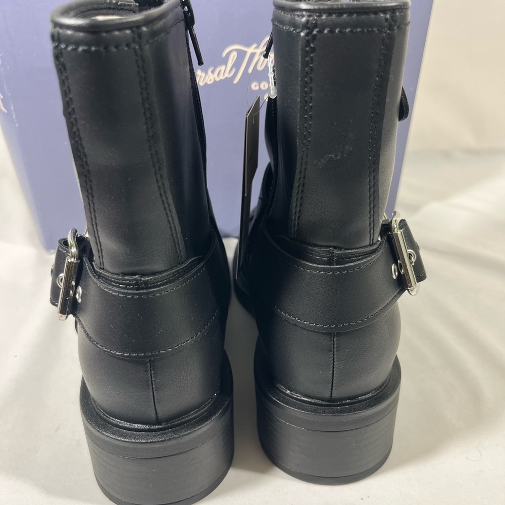 UNIVERSAL THREADS CONNER WOMENS ANKLE BOOT FAUX LEATHER W/BUCKLES BLACK SZ 8.5 - Picture 4 of 14